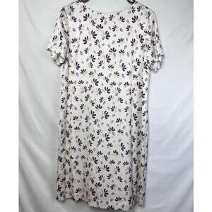 St. John Women's 12 Cream Silk Blend Short Sleeve Floral Print Knee Length Dress